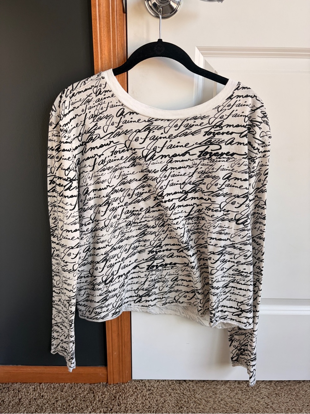 Maeve White Long-Sleeve Script Print Tee